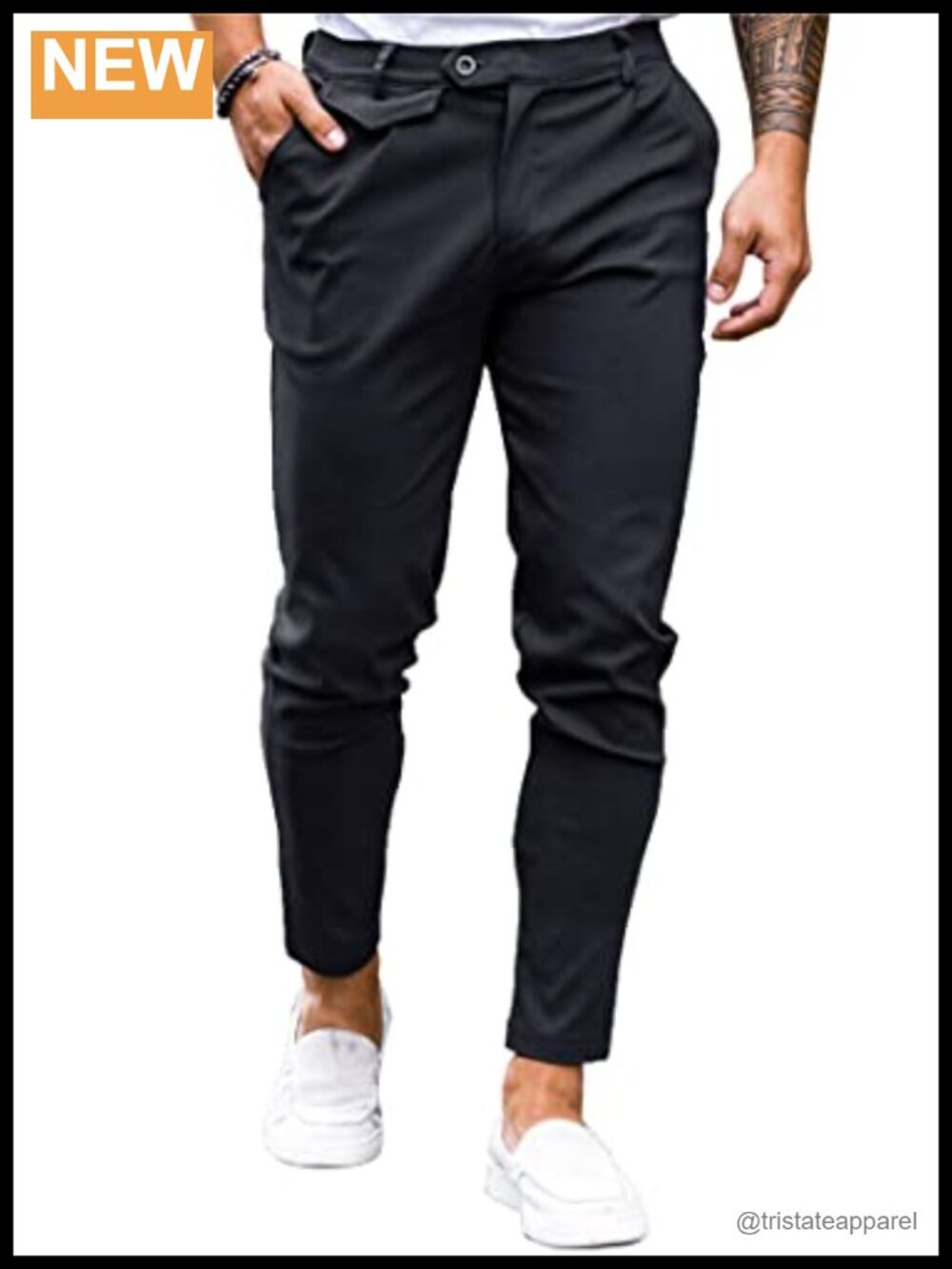 Mens Slim Fit Chino Pants Stretch Tapered Dress Pants Casual Work Trousers